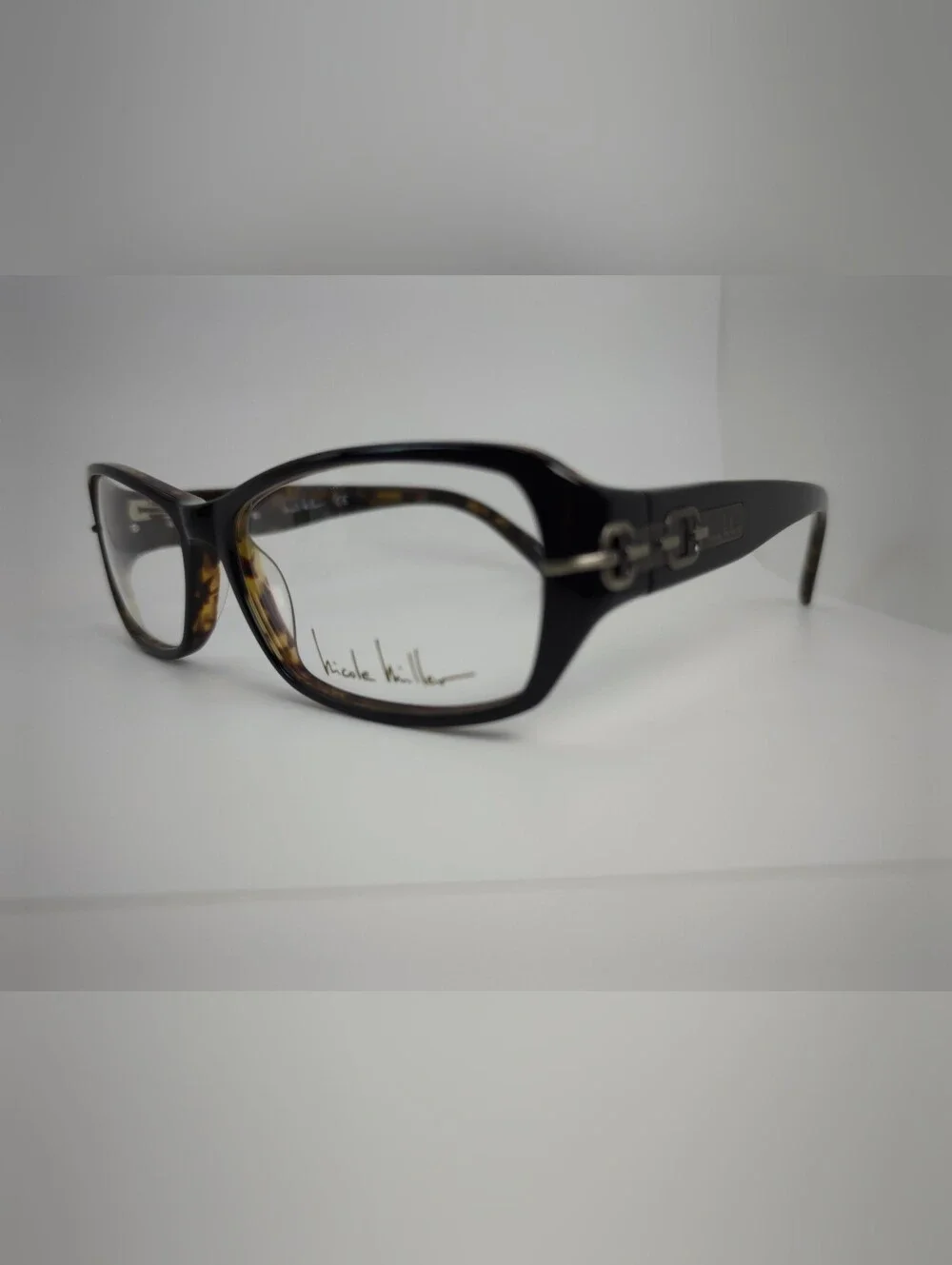 Nicole Miller. Fulton.  Black Tortoiseshell Rectangular Women's Glasses.